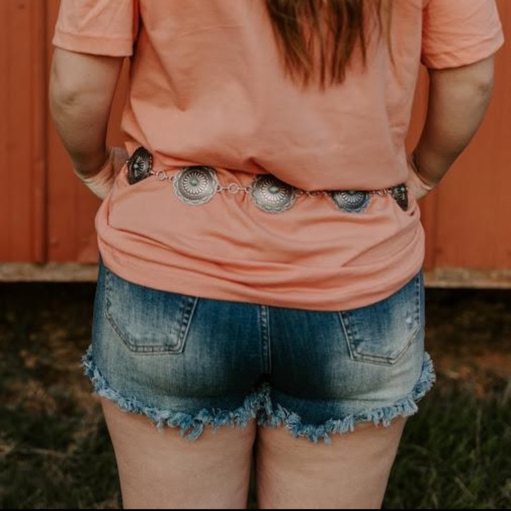 Mid Rise Distressed Denim Shorts - Picture 3 of 4